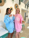 Sunkissed Coconut Lottie Pink Varsity Sunkissed Embroidered Mockneck Sweatshirt 100% Cotton