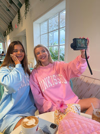 Sunkissed Coconut Lottie Pink Varsity Sunkissed Embroidered Mockneck Sweatshirt 100% Cotton