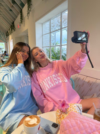 Sunkissed Coconut Lottie Pink Varsity Sunkissed Embroidered Mockneck Sweatshirt 100% Cotton