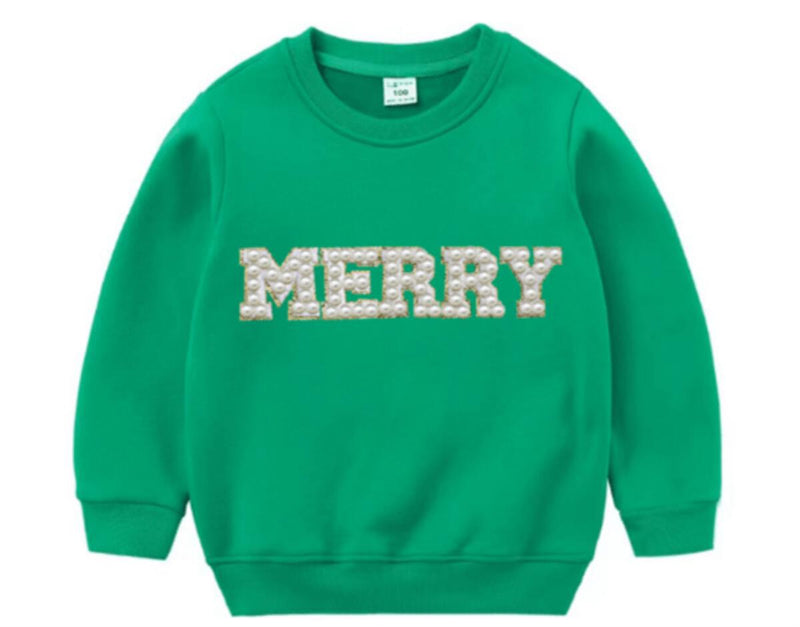 Lola + The Boys Women's Green Merry Pearl Sweatshirt