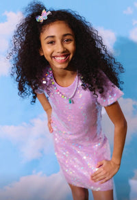 Lavender Sequin Bow Dress