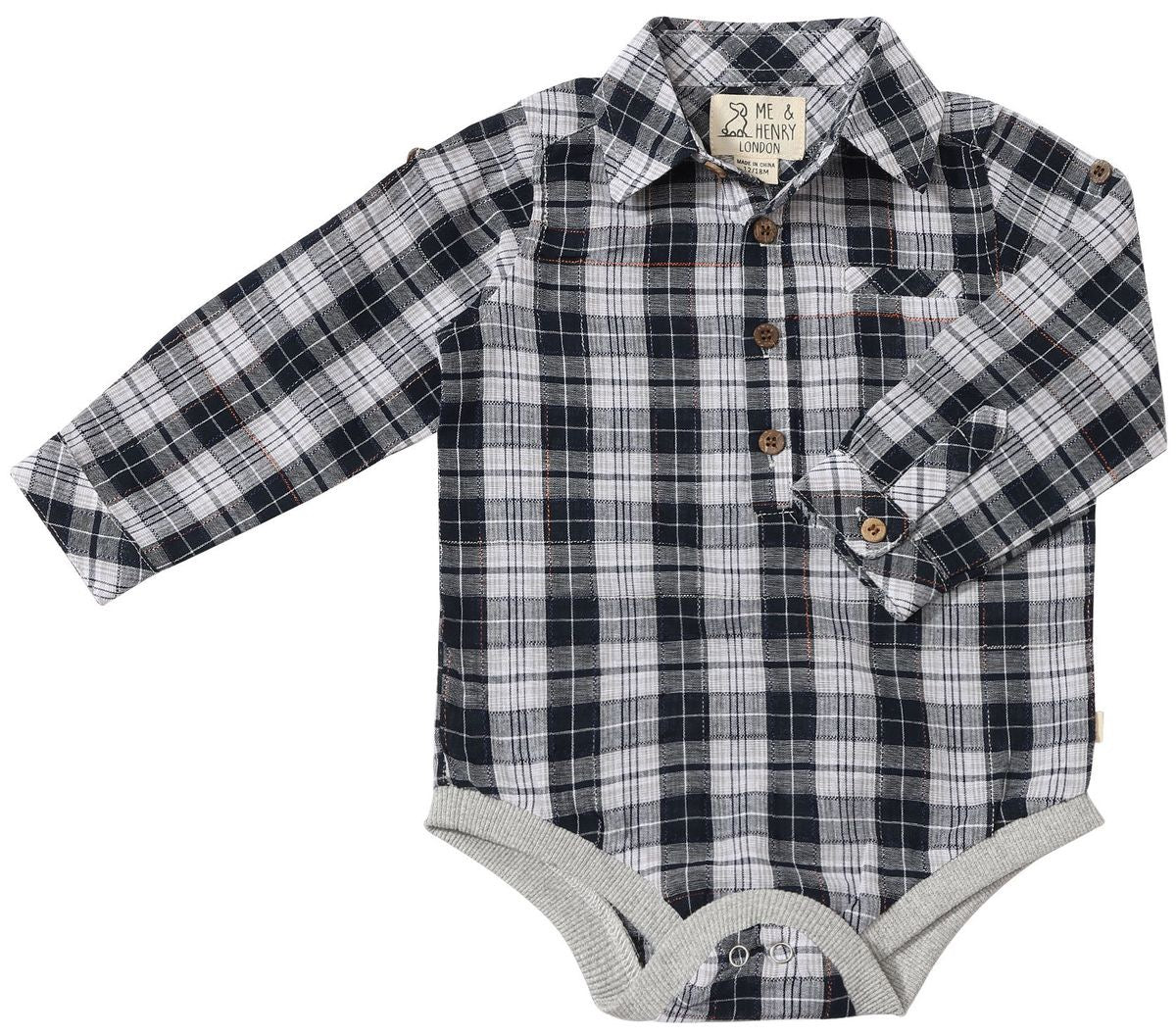 Jasper Woven Onesie Navy/White Plaid