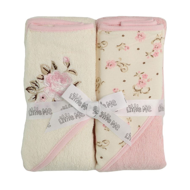 Baby Girls Vintage Rose 2-Pack Hooded Bathtub Towel Set