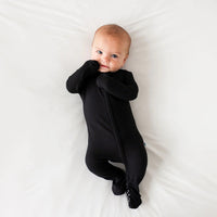 Posh Peanut Solid Ribbed Black Convertible One-Piece