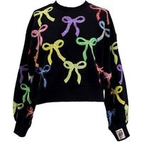 Queen of Sparkle Kids Black Multi Bow Sweatshirt