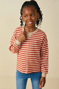 Hayden Girls Stripe Knit Top | Rust