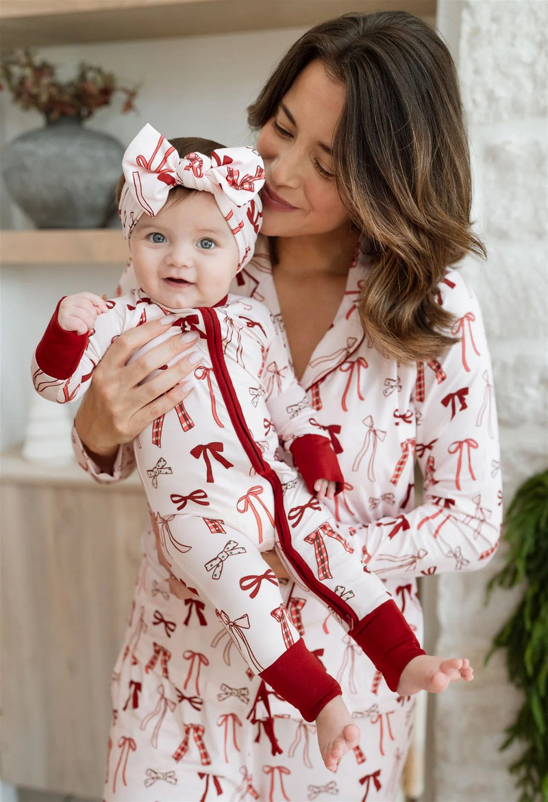 In My Jammers Merry Little Bows Zipper Romper