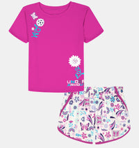 UA Printed Woven Short Set Fluo Fuchsia