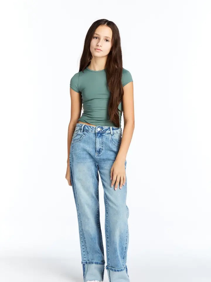 Two Tone Crop Straight
