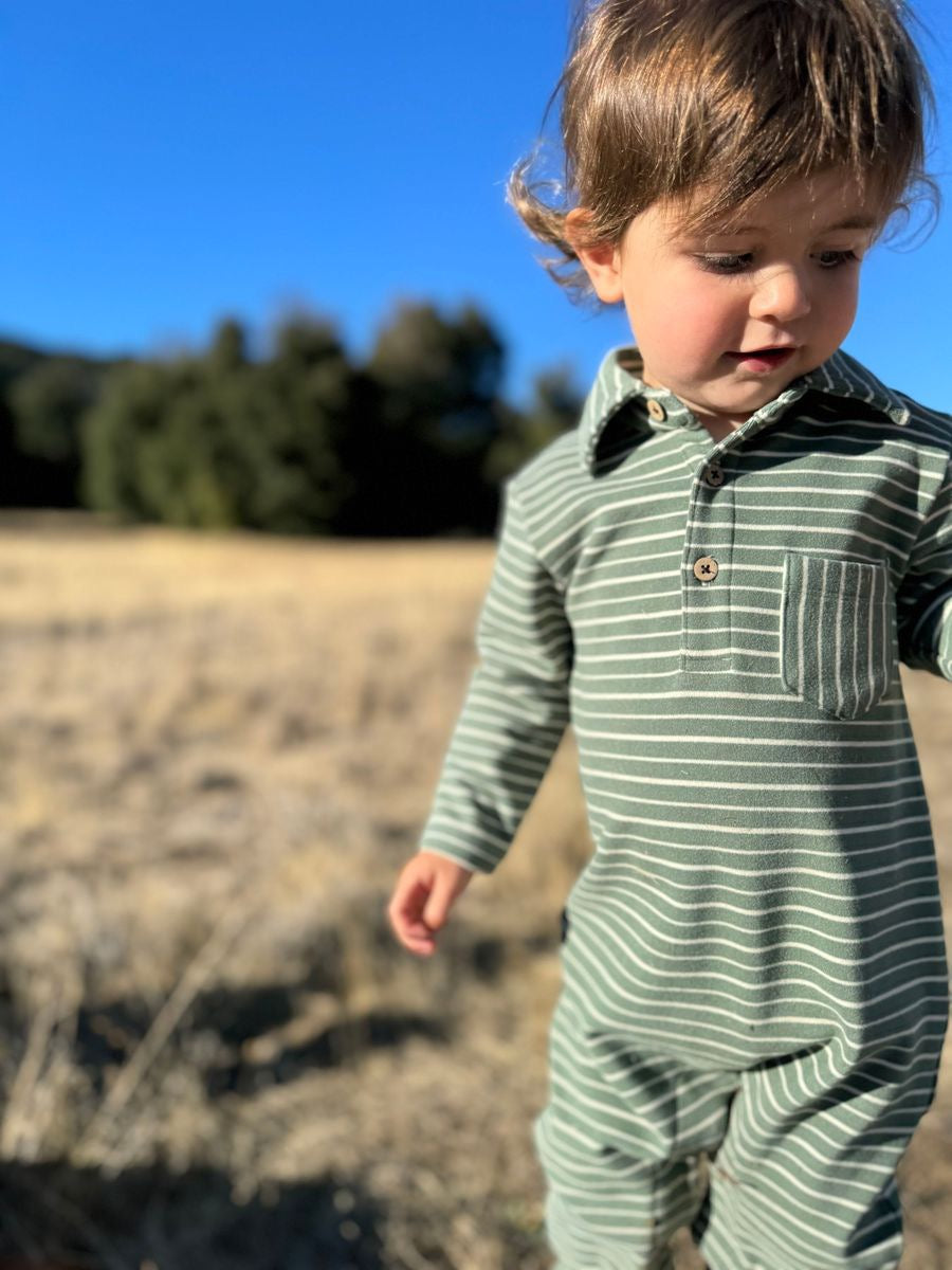 Kingston Polo Romper Forest/Cream