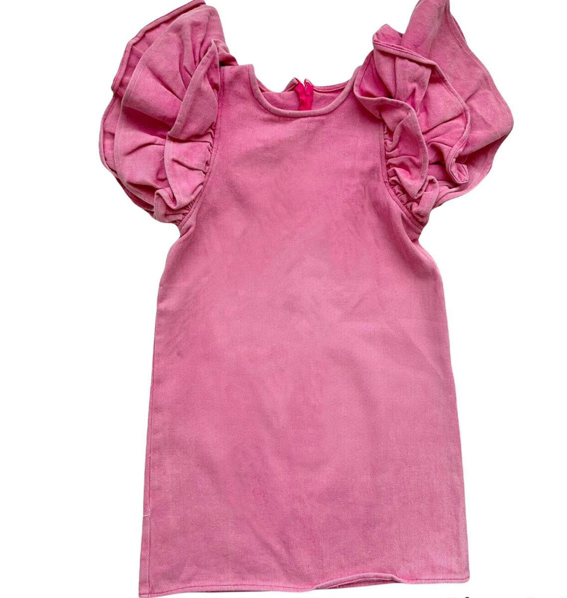 Pink Princess Ruffle Denim Dress 10 Pink Princess Ruffle Denim Dress 10