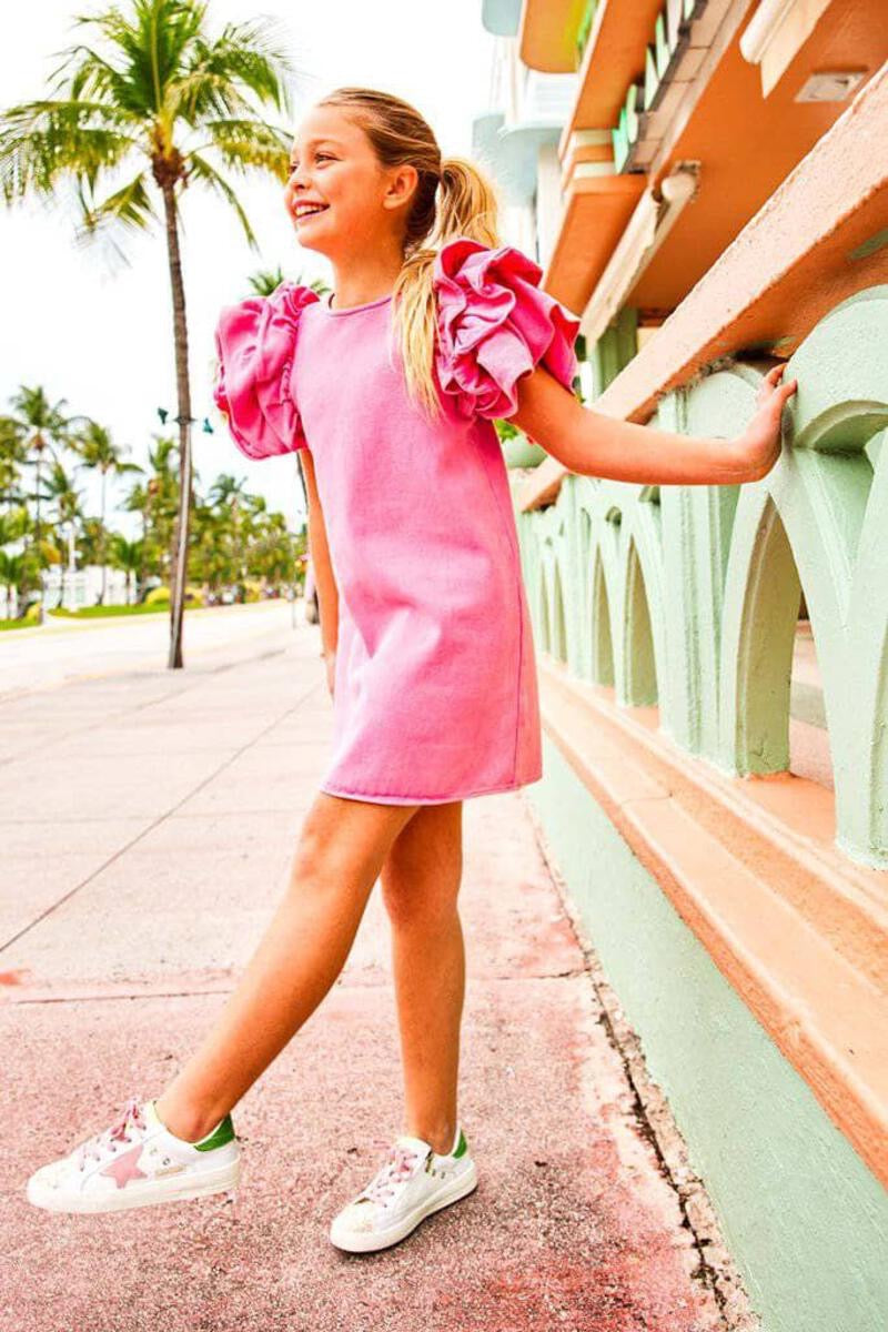 Pink Princess Ruffle Denim Dress 10 Pink Princess Ruffle Denim Dress 10