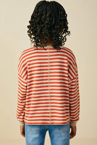 Hayden Girls Stripe Knit Top | Rust