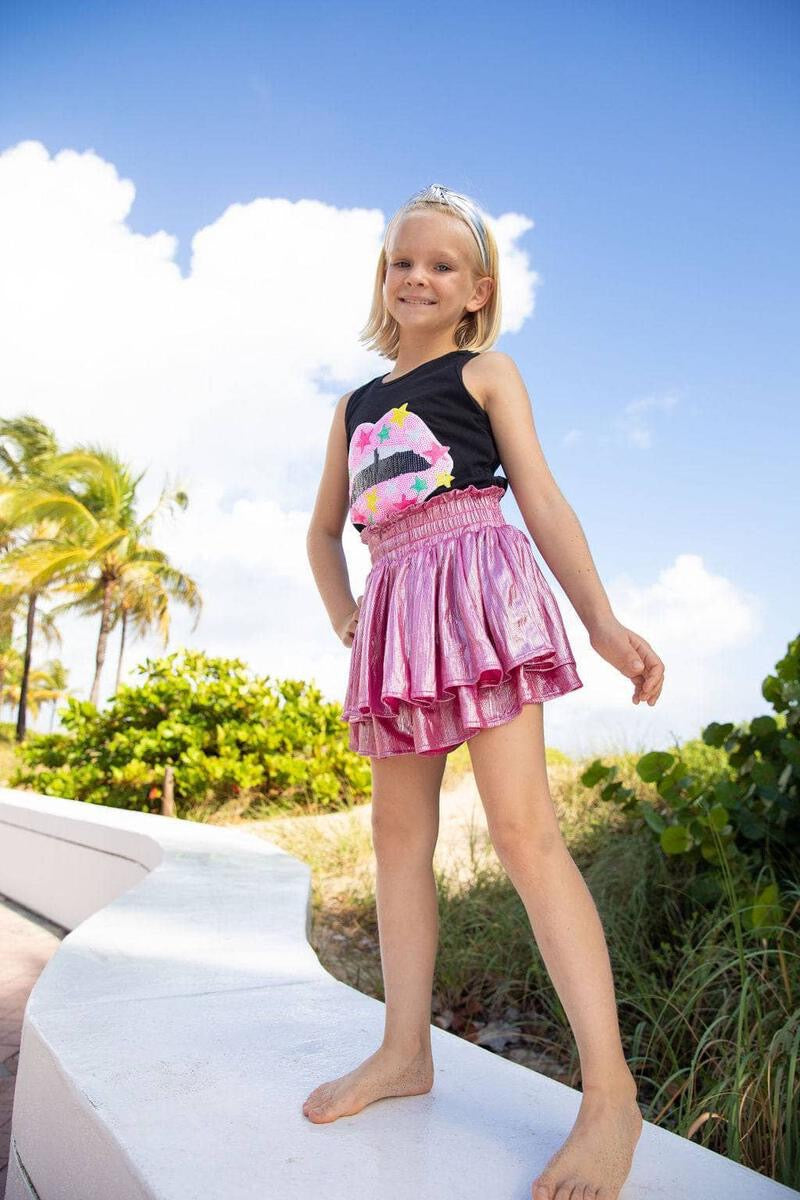 Lola + The Boys Metallic Skirt | Silver