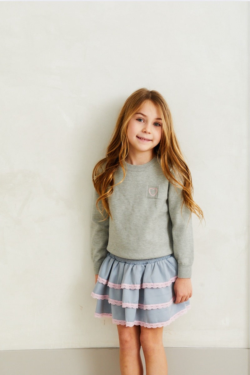 Theme Tiegen Heart Grey Sweater