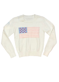 Theme Tiegan White American Flag Sweater