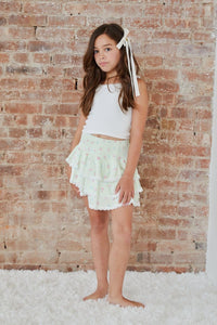 Theme Gemma Rose & Bow Yellow Satin Mini Skirt