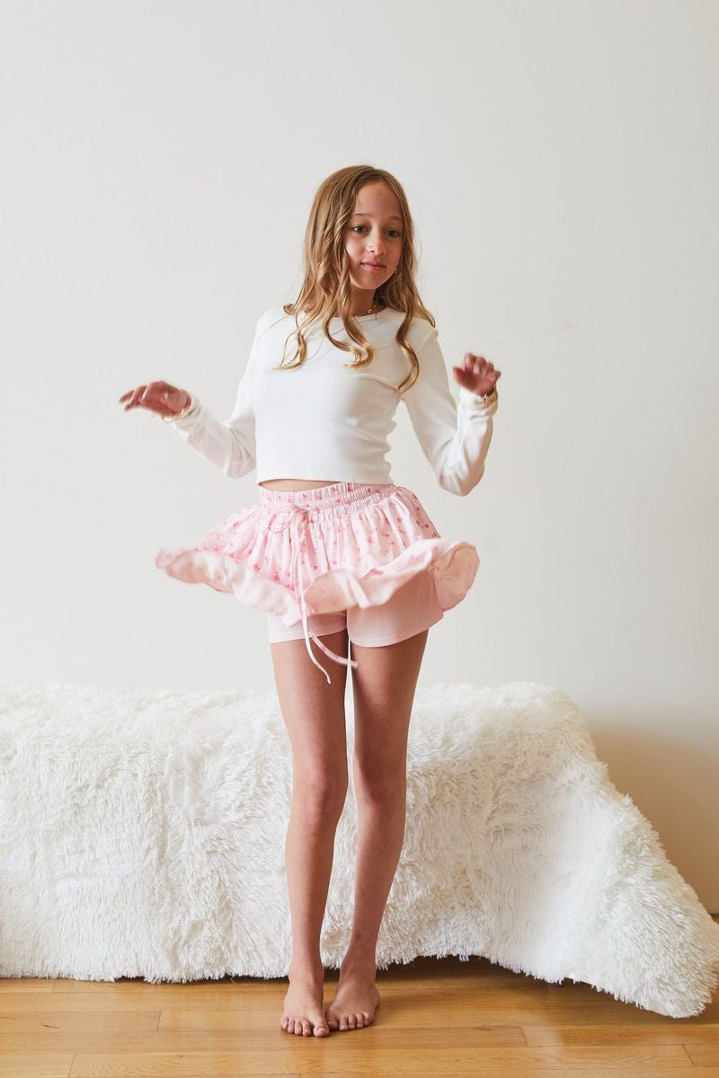 Theme Willow Pastel Pink Ditsy Satin Skort
