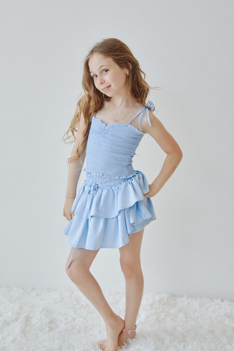Theme Willow Pastel Blue Satin Skort