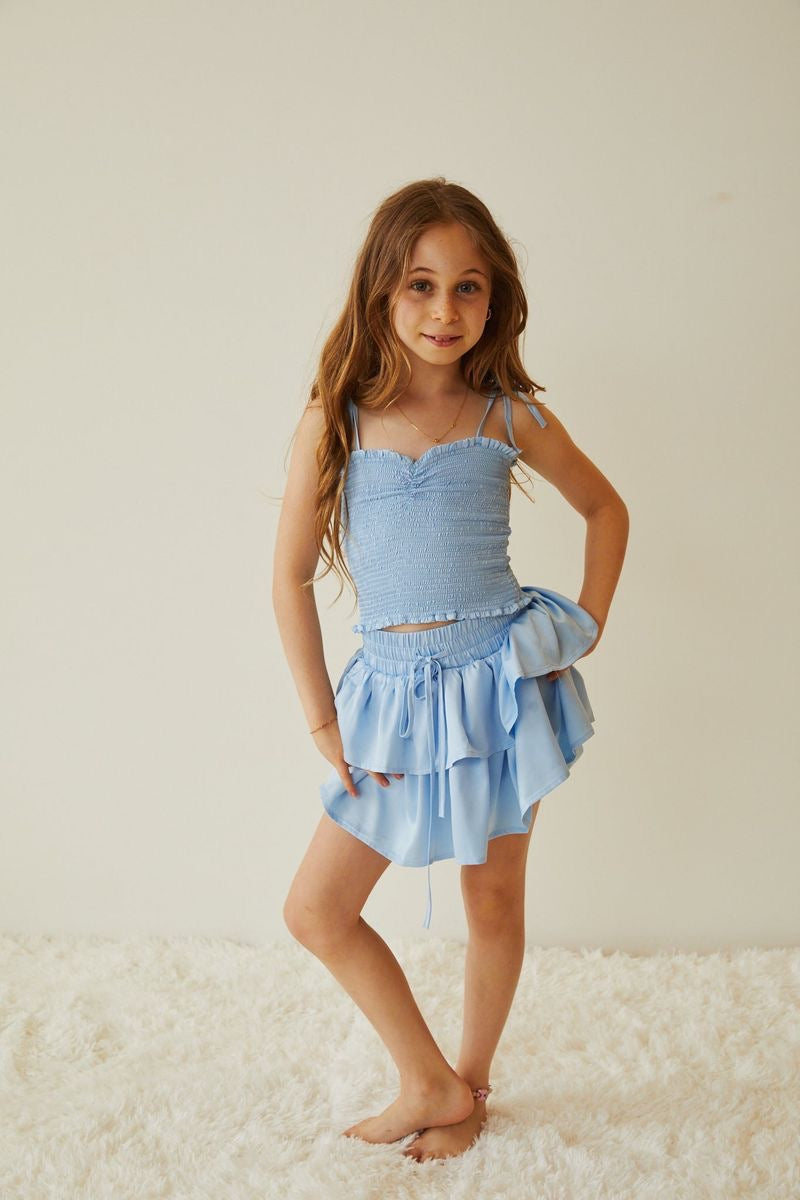 Theme Willow Pastel Blue Satin Skort