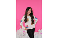 Paper Flower All Over Sequins Ornament Sweatshirt | Pastel Parchment