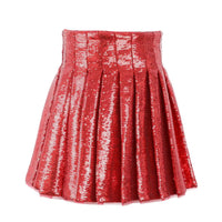 Lola + The Boys Scarlet Pleated Shimmer Skirt
