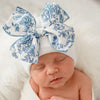 Toile Floral Bow White Hospital Hat Newborn
