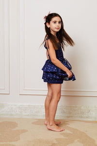 Theme Willow Satin Navy Rose Skort