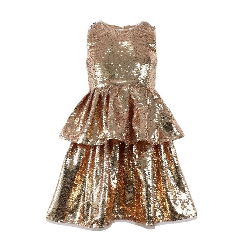 Lola + The Boys Golden Sequin Tier Dress