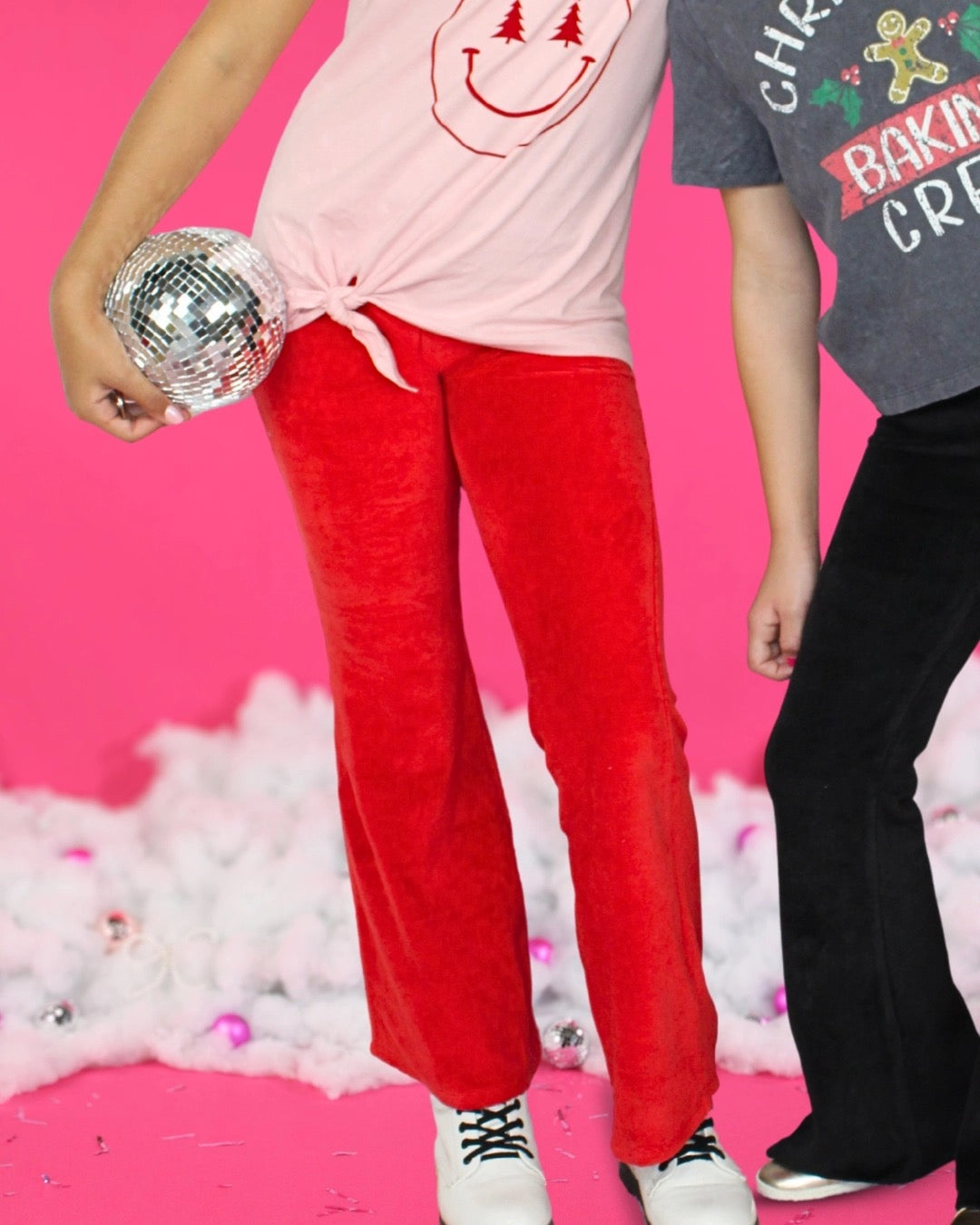 Paper Flower Super Flaired Bell Bottom Tween Pant | Red