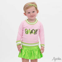 Grinchy in Sequin on Pink Crew Sweatshirt CHRISTMAS