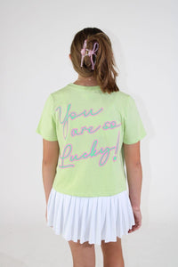 Paper Flower Shamrock Smiley Face Graphic Tee with Embroidery | Butterfly