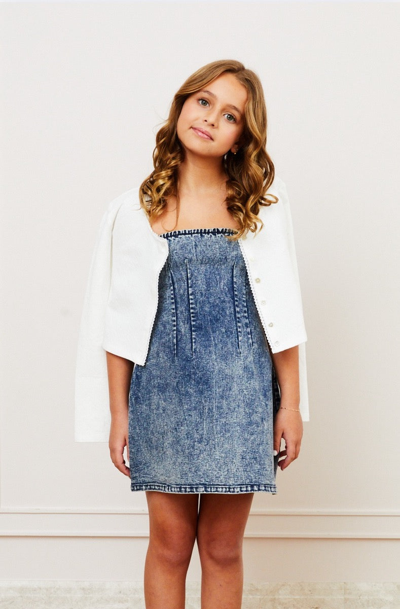 Theme Tali Puff Heart Cardigan | White