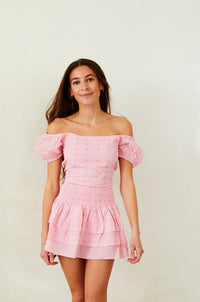 Theme Noa Lurex Heart Tie Back Top | Ballet Pink