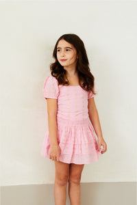 Theme Noa Lurex Heart Tie Back Top | Ballet Pink