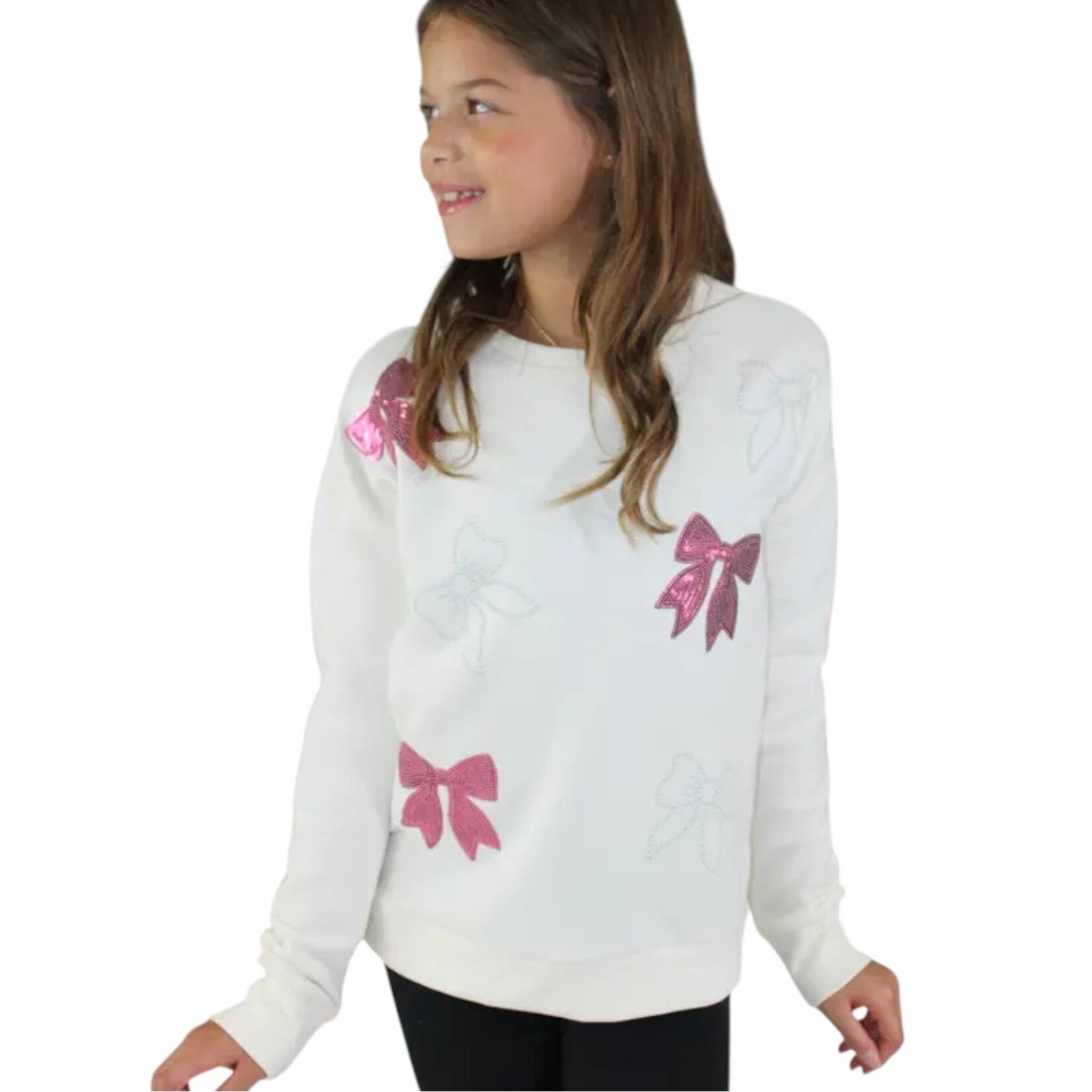 Sweet Soul Sequin Bows Sweatshirt | Gardenia
