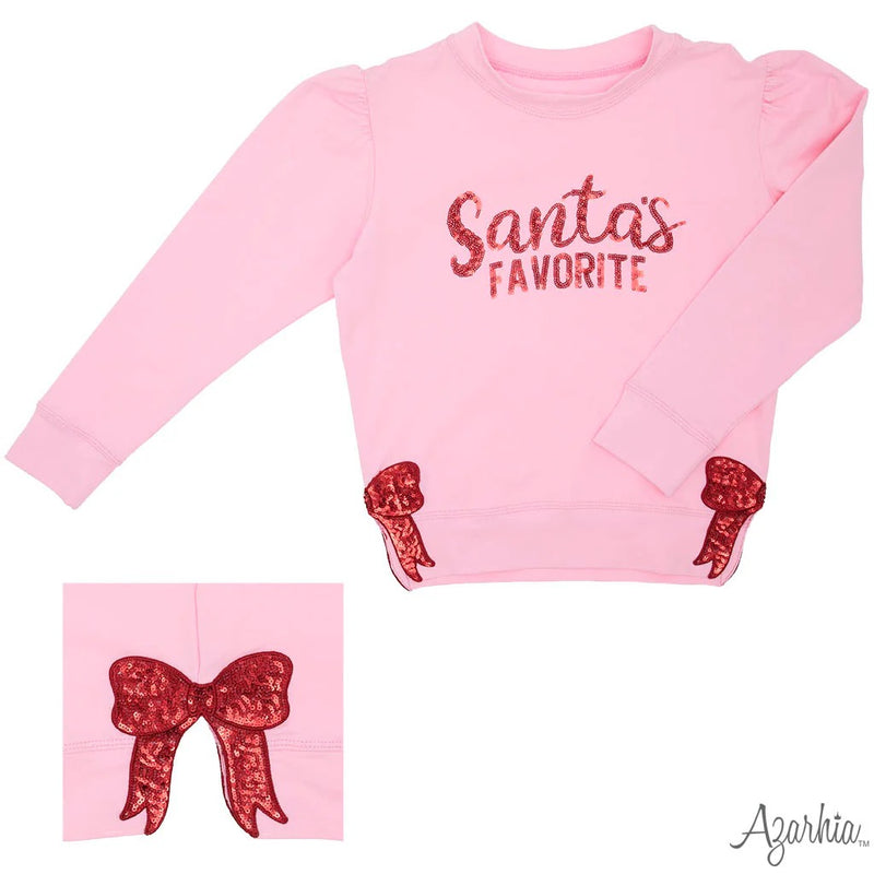 Santa's Favorite in Sequin on Pink Holly Christmas