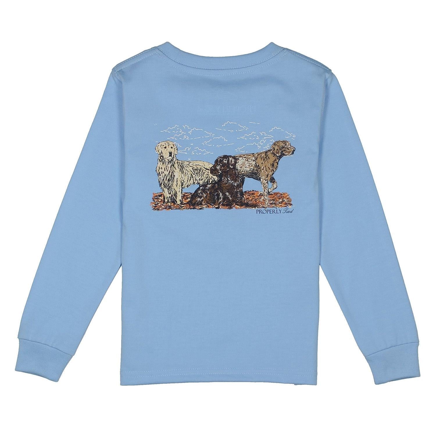 Properly Tied Boys Hunting Dogs Long Sleeve | Light Blue