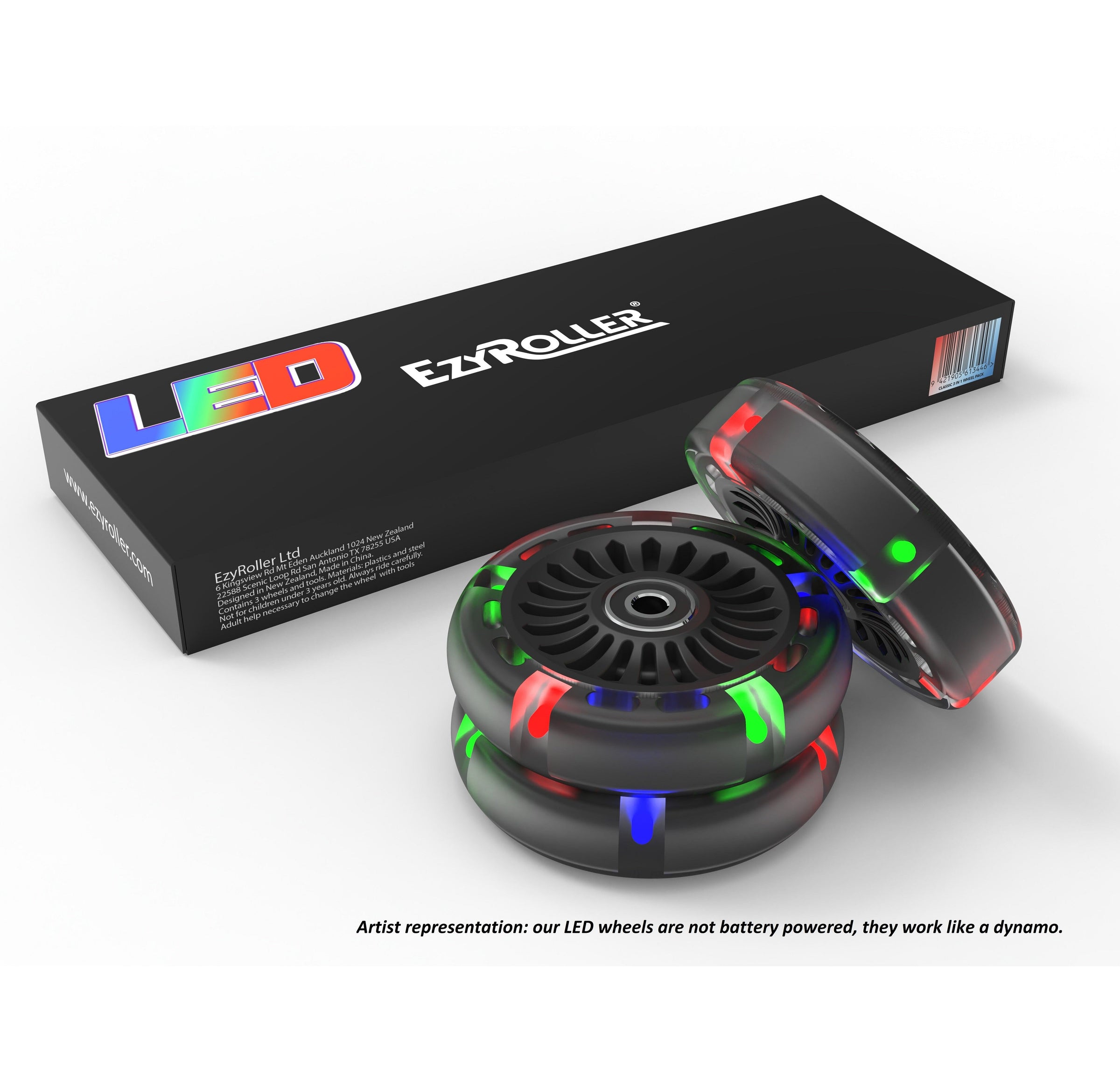 EzyRoller LED Wheel Pack for Classic/Drifter (Pack of 3 Wheels)