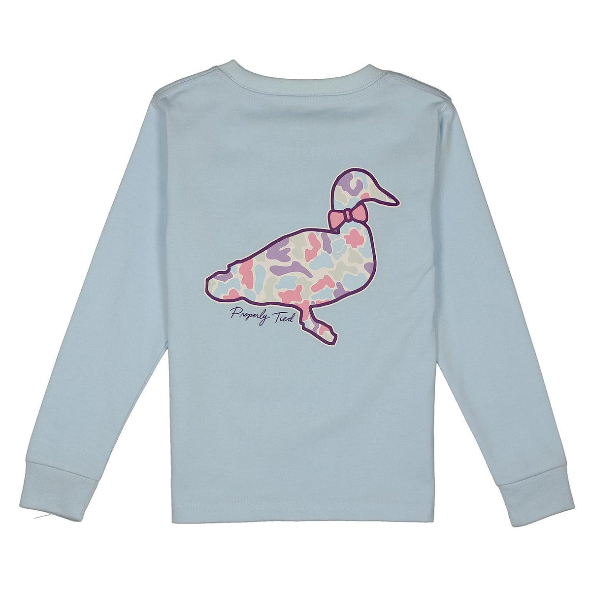 Properly Tied Girls Cotton Candy Camo Logo Long Sleeve | Periwinkle