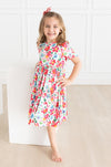 Mila & Rose Neon Floral Short Sleeve Pocket Twirl Dress