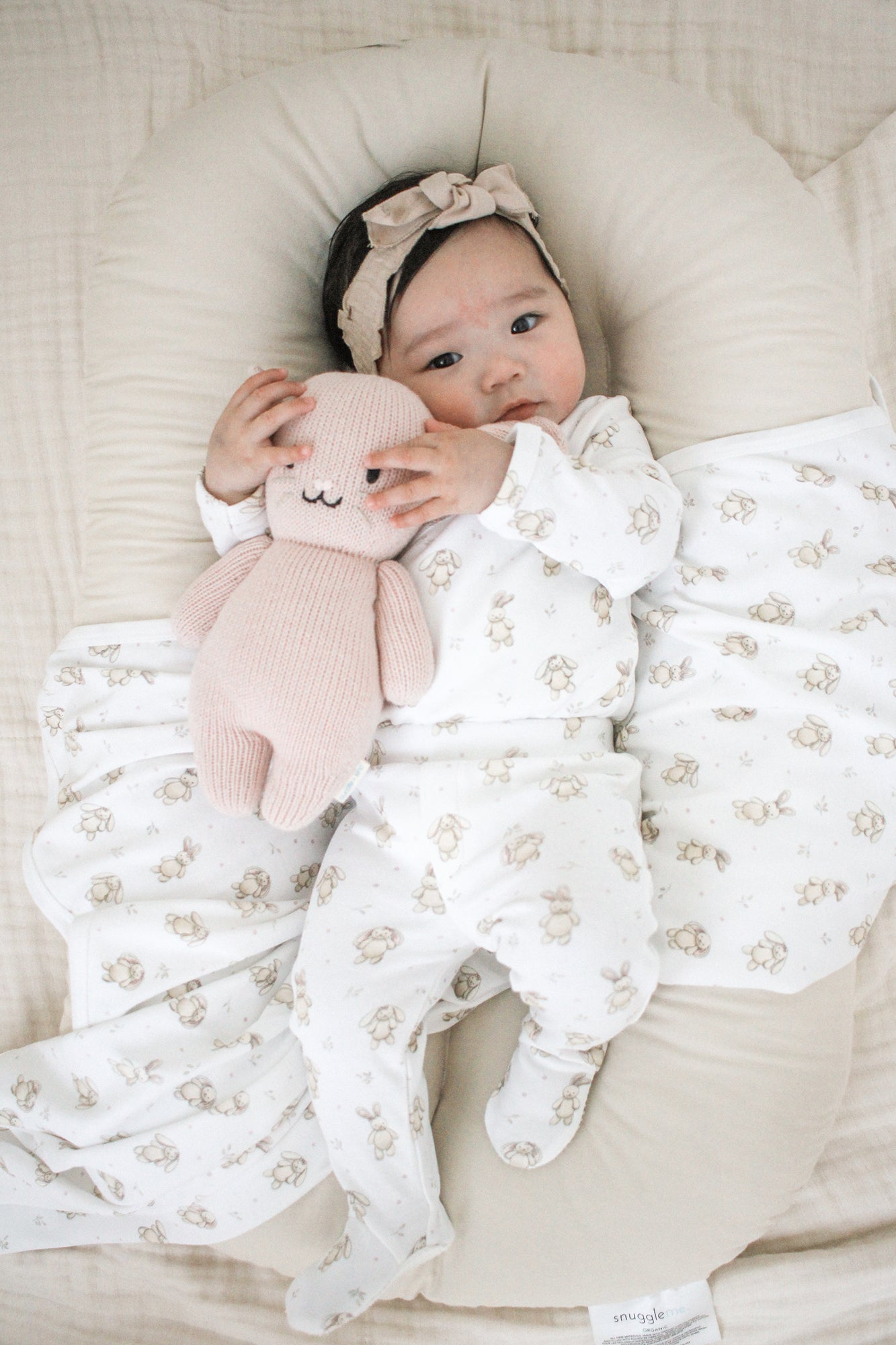 L'ovedbaby Organic Wrap Bodysuit & Footed Pant Set | Brixy Bunny Biscuit