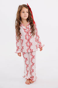 In My Jammers Vintage Bows and Blossoms Girls' Long Sleeve Ruffle Flare Set