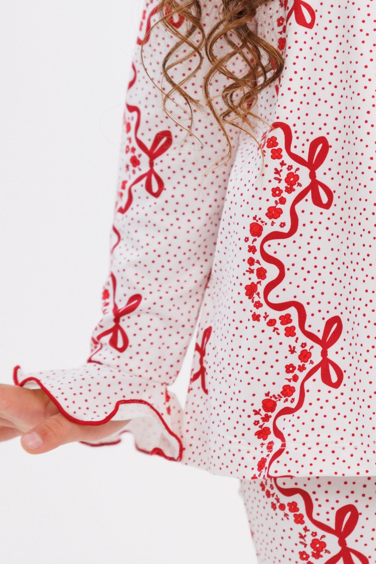 In My Jammers Vintage Bows and Blossoms Girls' Long Sleeve Ruffle Flare Set