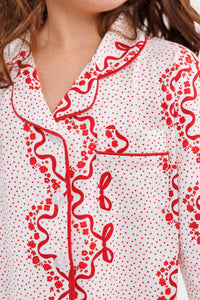 In My Jammers Vintage Bows and Blossoms Girls' Long Sleeve Ruffle Flare Set