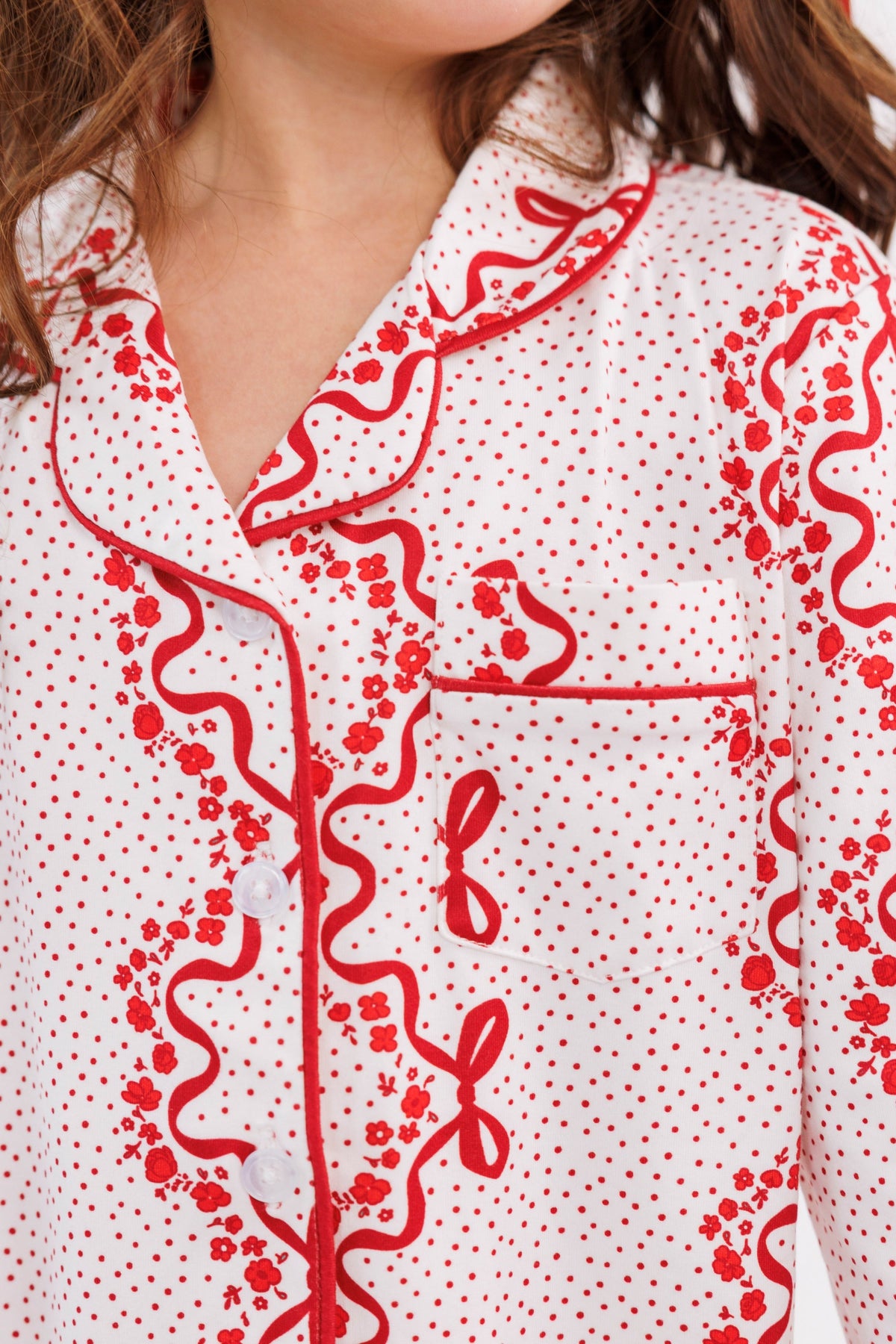 In My Jammers Vintage Bows and Blossoms Girls' Long Sleeve Ruffle Flare Set