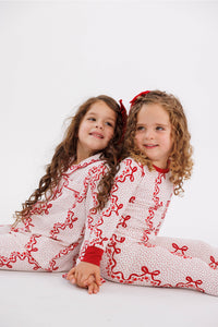 In My Jammers Vintage Bows and Blossoms Girls' Long Sleeve Ruffle Flare Set