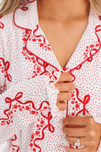 In My Jammers Vintage Bows and Blossoms Women's Long Sleeve Ruffle Set