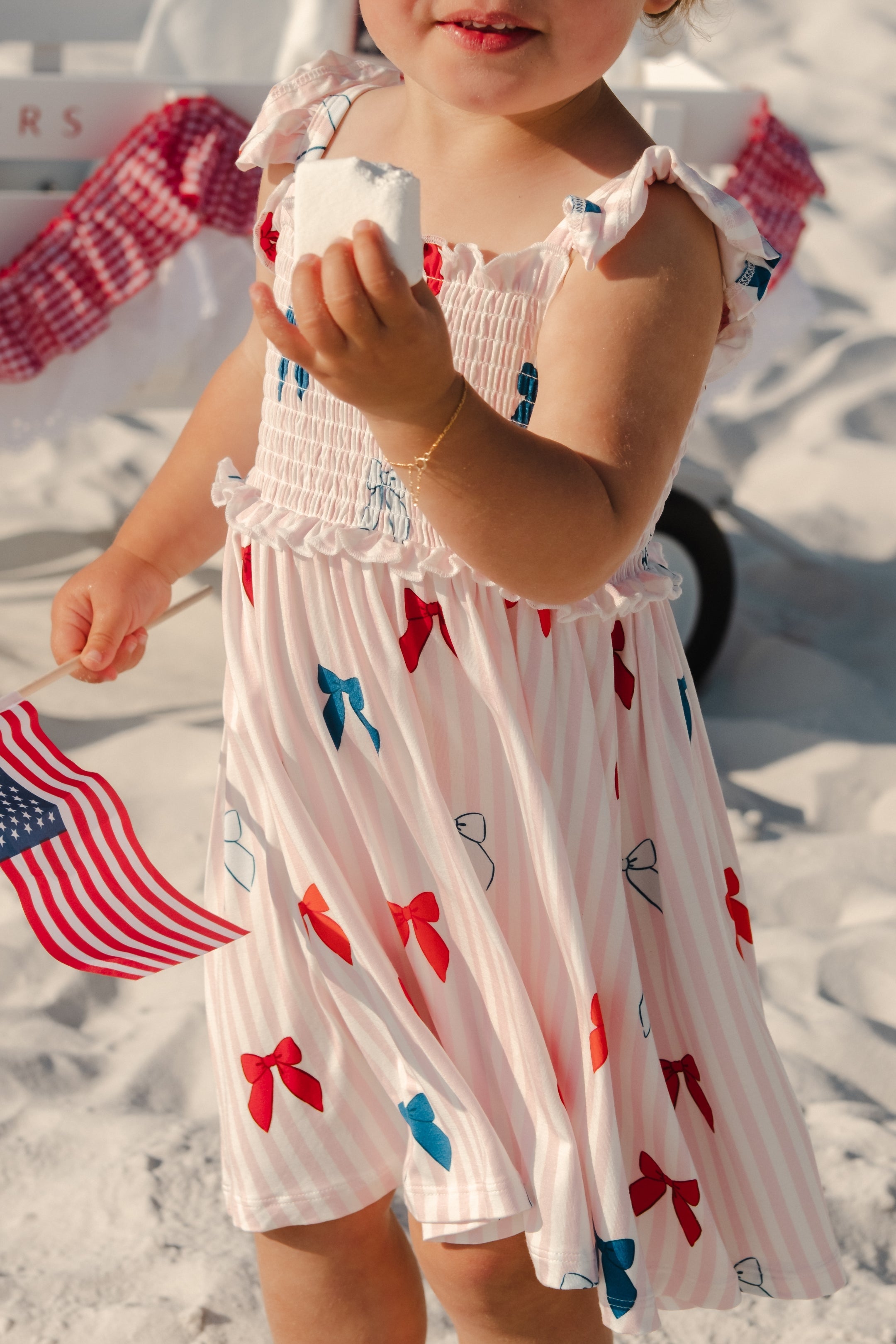 In My Jammers Liberty Bow Smocked Twirl Dress