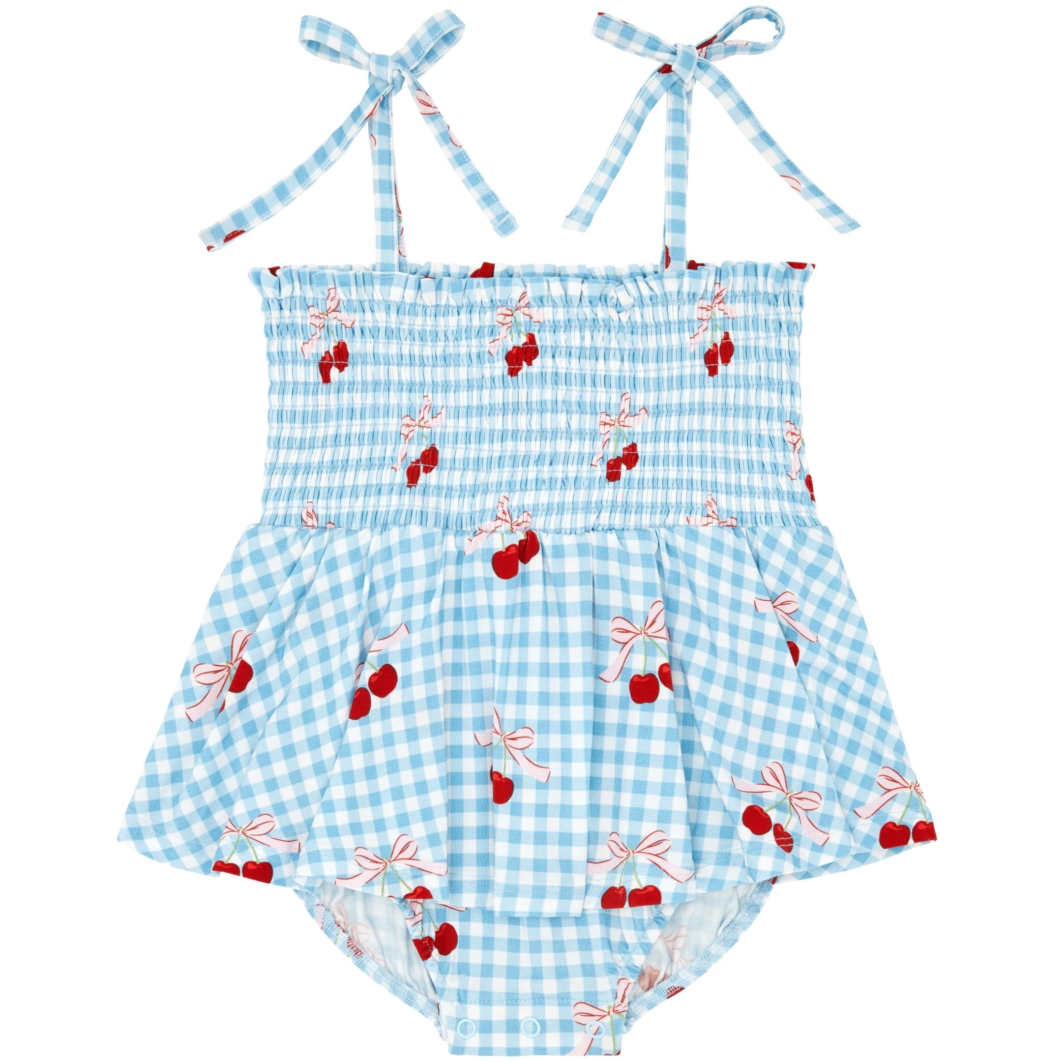 In My Jammers Little Cherry Smocked Twirl Romper